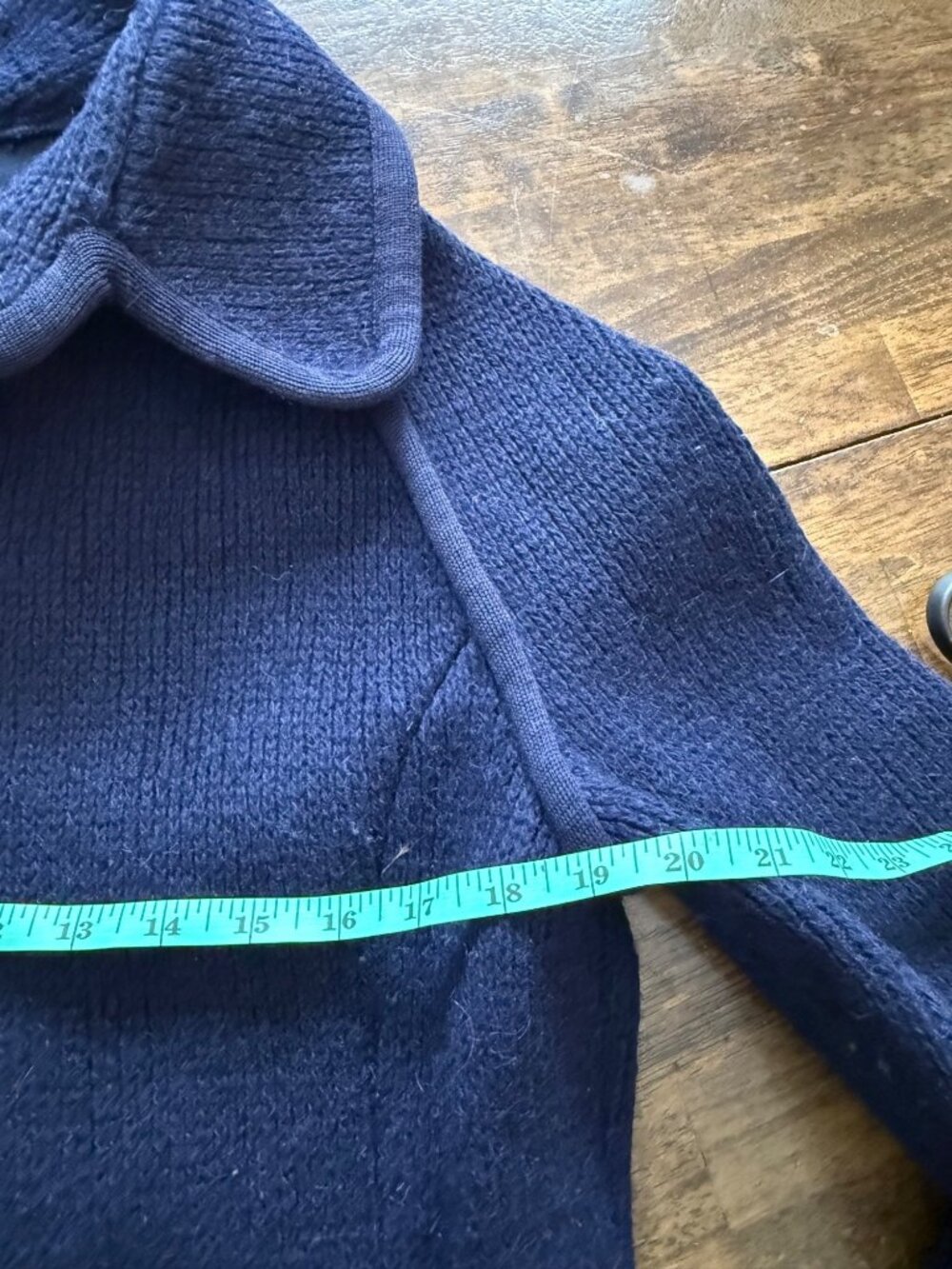 Vintage Carlo Gruber Navy Blue Button Coat Boiled Wool XL 70s Nautical Old Money - Picture 7 of 8